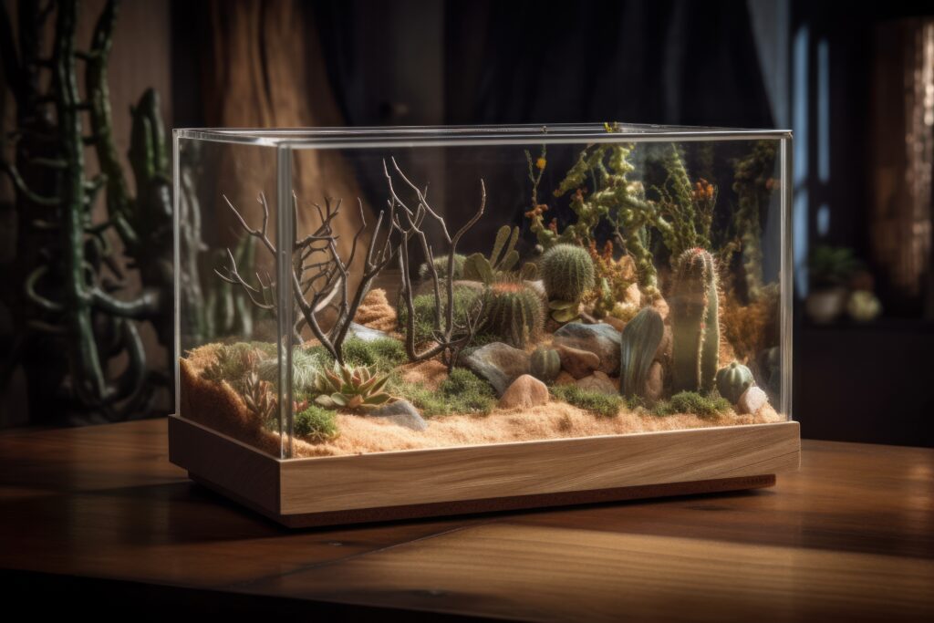 Beautiful Glass terrarium with wood base